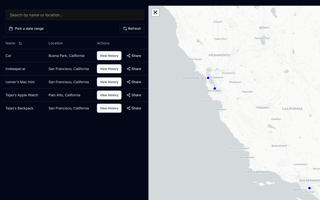 Live map visualization