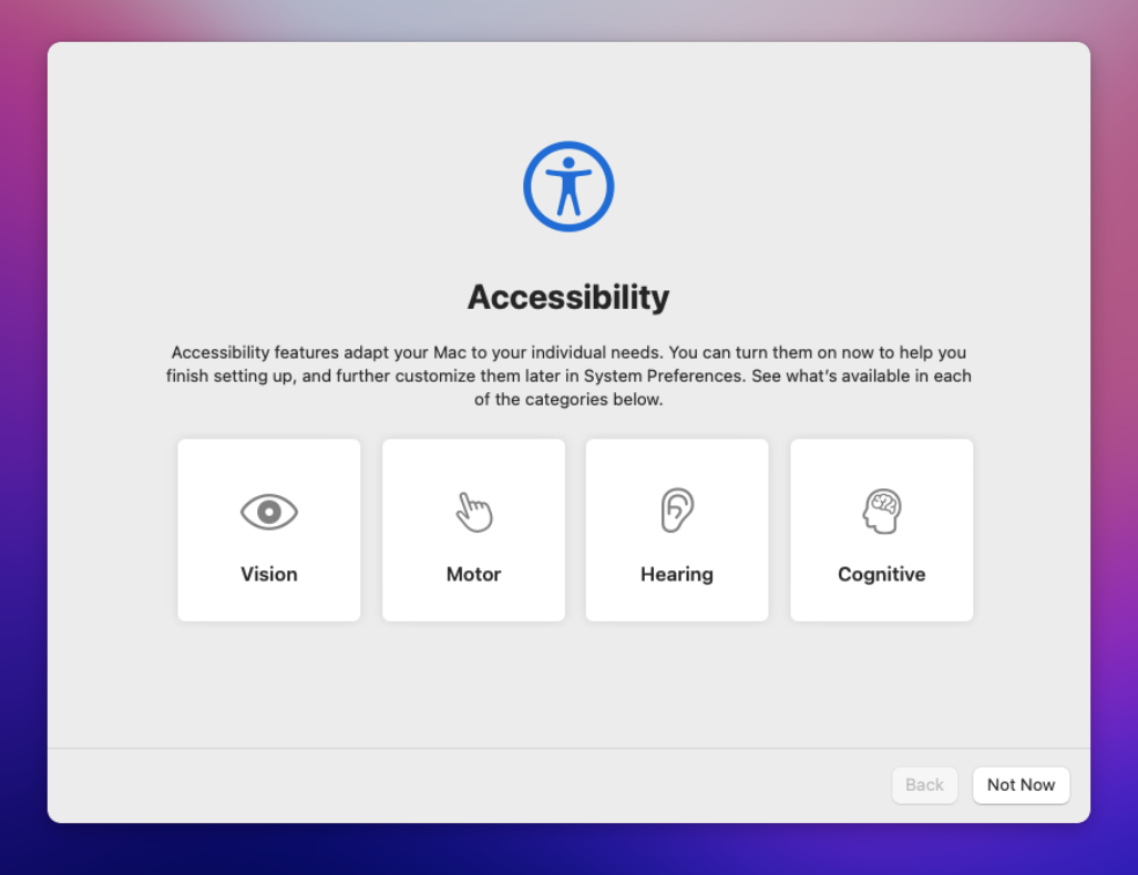 Accessibility options
